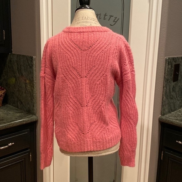 Madewell Open Knit Barbiecore Pink Sweater size Small - Picture 2 of 6